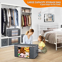 Load image into Gallery viewer, 90L Large Storage Bags, 6 Pack Clothes Storage Bins Foldable Closet Organizers Storage Containers with Reinforced Handle for Clothing, Blanket, Comforters, Bed Sheets, Pillows and Toys (Gray)