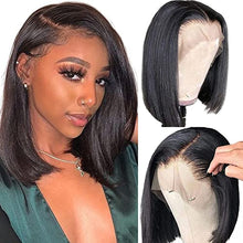 Load image into Gallery viewer, Bob Wig Lace Front Wigs Pre Plucked with Baby Hair 180% Density Short Bob Wigs for Women Straight Bob Frontal Wigs Natural Black (12inch)