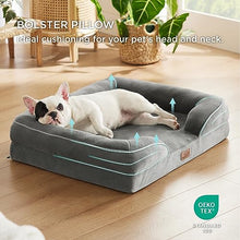 Load image into Gallery viewer, Bedsure Orthopedic Dog Bed for Medium Dogs - Waterproof Dog Sofa Beds Medium, Supportive Foam Pet Couch Bed with Removable Washable Cover, Waterproof Lining and Nonskid Bottom, Grey