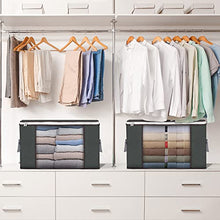 Load image into Gallery viewer, 90L Large Storage Bags, 6 Pack Clothes Storage Bins Foldable Closet Organizers Storage Containers with Reinforced Handle for Clothing, Blanket, Comforters, Bed Sheets, Pillows and Toys (Gray)