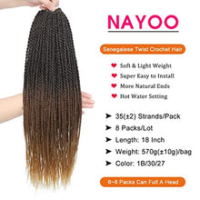 Load image into Gallery viewer, NAYOO Small Crochet Hair Senegalese Twist 18 Inch 8 Packs Ombre Braids Pre-Looped, 35 Strands/Pack Crochet Twist Hot Water Setting, Ombre for Black Women (18 Inch, 1B/30/27)