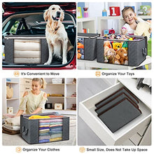 Load image into Gallery viewer, 90L Large Storage Bags, 6 Pack Clothes Storage Bins Foldable Closet Organizers Storage Containers with Reinforced Handle for Clothing, Blanket, Comforters, Bed Sheets, Pillows and Toys (Gray)