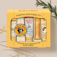 Load image into Gallery viewer, Burt's Bees Christmas Gifts, 5 Stocking Stuffers Products, Everyday Essentials Set - Original Beeswax Lip Balm, Deep Cleansing Cream, Hand Salve, Body Lotion & Coconut Foot Cream, Travel Size