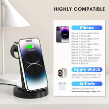 Load image into Gallery viewer, 3 in 1 Charging Station for iPhone, Wireless Charger for iPhone 15 14 13 12 11 X Pro Max & Apple Watch - Wireless Charging Station for AirPods Pro 3 2