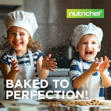 Load image into Gallery viewer, NutriChef 3-Piece Nonstick Kitchen Oven Baking Pans - Premium & Stylish Non-Stick Steel, Commercial Grade Restaurant Quality Metal Bakeware with Red Silicone Handles - Easy to Clean, NCSBS3S