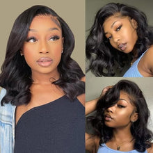 Load image into Gallery viewer, Douyin Bob Wig Human Hair 13x4 Frontal Lace Wig 14 Inch Body Wave 180% Density HD Lace Front Wigs Human Hair Pre Plucked Glueless Bob Wigs for Women Human Hair Wigs (14 inch, Natural Black)