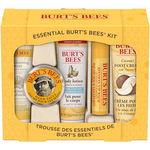Load image into Gallery viewer, Burt's Bees Christmas Gifts, 5 Stocking Stuffers Products, Everyday Essentials Set - Original Beeswax Lip Balm, Deep Cleansing Cream, Hand Salve, Body Lotion & Coconut Foot Cream, Travel Size