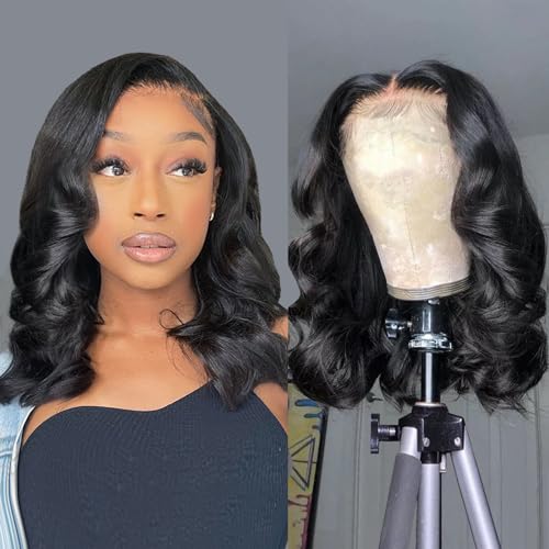 Douyin Bob Wig Human Hair 13x4 Frontal Lace Wig 14 Inch Body  display picture 3