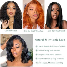 Load image into Gallery viewer, Douyin Bob Wig Human Hair 13x4 Frontal Lace Wig 14 Inch Body Wave 180% Density HD Lace Front Wigs Human Hair Pre Plucked Glueless Bob Wigs for Women Human Hair Wigs (14 inch, Natural Black)