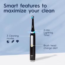 Load image into Gallery viewer, Oral-B iO Deep Clean Rechargeable Electric Powered Toothbrush, Black with iO Series 3 Limited, 2 Brush Heads and Travel Case - Pressure Sensor to Protect Gums - 3 Cleaning Settings - 2 Minute Timer