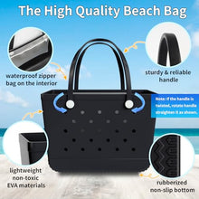 Load image into Gallery viewer, Heibbao X-Large Rubber Beach Bag Tote Bag with Waterproof Zipper Inner Bag, Washable Durable Tote Bag, Storage bags (Black)