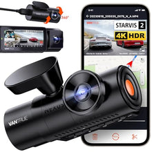 Load image into Gallery viewer, Vantrue N4 Pro 3 Channel 4K WiFi Dash Cam, STARVIS 2 IMX678 Night Vision, 4K+1080P+1080P Front Inside and Rear Triple Car Camera, Voice Control, GPS, 4K HDR, 24 Hours Parking Mode, Support 512GB Max