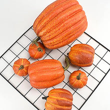Load image into Gallery viewer, 7Pcs Artificial Pumpkins of all Styles Halloween Decoration Rural Style Farmhouse Foam Pumpkin Harvest Season Thanksgiving Day is Suitable for Table top House Dining Table Party Decoration (Orange)