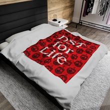 Load image into Gallery viewer, Red Velveteen Plush Blanket with Black DST Crest with DST for Life Theme
