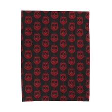 Load image into Gallery viewer, Black Velveteen Plush Blanket Red DST Crest