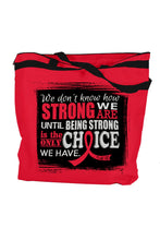 Load image into Gallery viewer, Fight Like a Girl How Strong We Are Darcey Tote Bag for Heart Disease, Stroke, AIDS Awareness - Red Ribbon