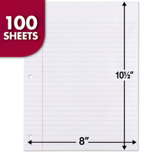 Load image into Gallery viewer, Mead Loose Leaf Paper, Notebook Paper, Wide Ruled Filler Paper, Reinforced, 8 x 10.5, 100 Sheets (15006), White