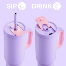 Load image into Gallery viewer, ENCOOL 40 oz Tumbler with Handle and Straw, 100% Leakproof Insulated Tumbler with Lid and Straw, Stainless Steel Travel Mug, Keeps Cold for 34 Hours, Car Cup Holder Friendly (Lavender)