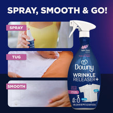 Load image into Gallery viewer, Downy Wrinkle Releaser Spray, Travel Size Spray + 16.9 Fl Oz Pack of 2, All In One Formula, Removes Wrinkles, Static and Odors, Light Fresh Scent
