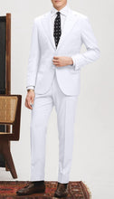 Load image into Gallery viewer, Mens White Suits Slim Fit 2 Piece Suit Set Groomsmen Suits for Wedding Prom Homecoming Suit Jacket Pants Mens Tuxedos M