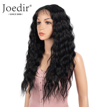 Load image into Gallery viewer, Joedir Lace Front Wigs 24'' Long Wavy Synthetic Wig 4.5" Deep Part HD Transparent Lace With Baby Hair For Women 130% Density Wigs(Black Color)