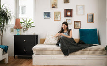 Load image into Gallery viewer, BOLUO Black Nightstands Set of 2, 2 Drawer Dresser for Bedroom Night Stand Small Nightstands End Table with Fabric Drawers Modern