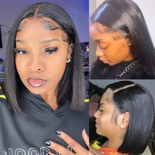 Load image into Gallery viewer, Bob Wig Lace Front Wigs Pre Plucked with Baby Hair 180% Density Short Bob Wigs for Women Straight Bob Frontal Wigs Natural Black (12inch)