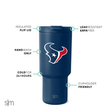 Load image into Gallery viewer, Simple Modern Officially Licensed NFL Houston Texans 30 oz Tumbler with Flip Lid and Straws | Insulated Cup Stainless Steel | Gifts for Men Women | Trek Collection | Houston Texans
