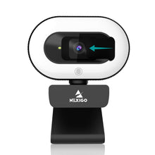 Load image into Gallery viewer, NexiGo StreamCam N930E with Software, 1080P Webcam with Ring Light and Privacy Cover, Auto-Focus, Plug and Play, Web Camera for Online Learning, Zoom Meeting Skype Teams, PC Mac Laptop Desktop