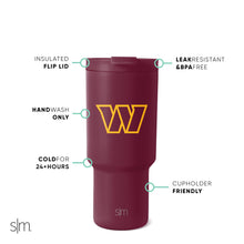 Load image into Gallery viewer, Simple Modern Officially Licensed NFL Washington Commanders 30oz Tumbler with Flip Lid and Straws | Insulated Cup Stainless Steel | Gifts for Men Women | Trek Collection | Washington Commanders