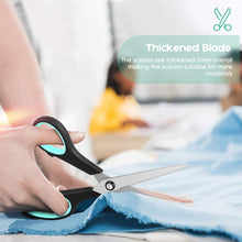 Load image into Gallery viewer, Scissors, iBayam 8" Multipurpose Scissors Bulk 3-Pack, Ultra Sharp Blade Shears, Comfort-Grip Handles, Sturdy Sharp Scissors for Office Home School Sewing Fabric Craft Supplies, Right/Left Hand