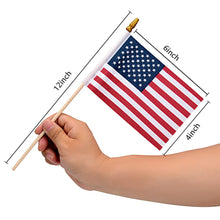 Load image into Gallery viewer, 12 Pack Small American Flags on Stick Small US Flags/Mini American Flags for Outside 4x6 Inch American Hand Held Stick Flags with Kid-Safe Spear Top, Patriotic Veterans Day Decorations, 4th of July Decorations