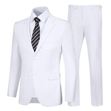 Load image into Gallery viewer, Mens White Suits Slim Fit 2 Piece Suit Set Groomsmen Suits for Wedding Prom Homecoming Suit Jacket Pants Mens Tuxedos M