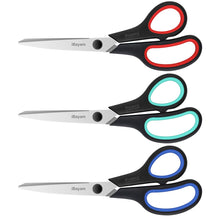 Load image into Gallery viewer, Scissors, iBayam 8" Multipurpose Scissors Bulk 3-Pack, Ultra Sharp Blade Shears, Comfort-Grip Handles, Sturdy Sharp Scissors for Office Home School Sewing Fabric Craft Supplies, Right/Left Hand