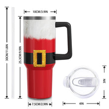 Load image into Gallery viewer, Aokoyi Christmas Gifts 40 Oz Tumbler with Handle and Straw, Red Xmas Santa Claus Stainless Steel Double Walled Vacuum Insulated Cup, Retro Holiday Gifts for Women Men
