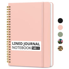 Load image into Gallery viewer, Lined Spiral Journal Notebook for Women & Men, 140 Pages, College Ruled Hardcover Notebook for Work & Note Taking, Journals for Writing, A5 - Pink