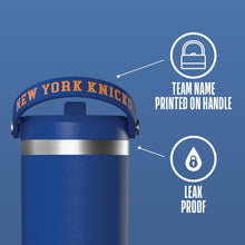 Load image into Gallery viewer, Hydrapeak NBA Officially Licensed New York Knicks Nomad 32oz Insulated Stainless Steel Leakproof Travel Tumbler with Flexible Grip Handle, Straw Lid & Cupholder Friendly
