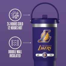 Load image into Gallery viewer, Hydrapeak x NBA Officially Licensed Los Angeles Lakers 32 oz Nomad Tumbler with Handle and Straw Lid, Leakproof Stainless Steel Water Bottle