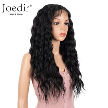Load image into Gallery viewer, Joedir Lace Front Wigs 24'' Long Wavy Synthetic Wig 4.5" Deep Part HD Transparent Lace With Baby Hair For Women 130% Density Wigs(Black Color)