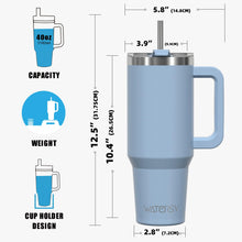 Load image into Gallery viewer, WATERSY 40 oz Tumbler with Handle,Tumbler with Lid and Straw,Double Wall Insulated Cup Stainless Steel Travel Mug(Cold for 34 Hours),Water Bottle for Iced Tea,Coffee,Cold Beverages(Smog Blue)