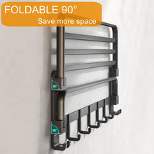 Load image into Gallery viewer, Yariwiz GreyTowel Rack Wall Mounted No Drill and Screw Mounting, Bathroom Bath Shower Length 22.4 inch Double Towel Rod with Shelf Hotel Towel Rack B0501-GREY