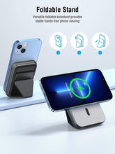 Load image into Gallery viewer, QiSa Portable Charger, PD 30W Fast Charger Foldable Wireless Power Bank with USB-C Port, Mag-Safe Battery Pack Only for iPhone 15/14/13/12 Series (Black)