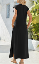 Load image into Gallery viewer, Zeagoo Black Maxi Dress Sleeveless Sun Dresses Beach Crew Neck Long Split Dresses with Pockets Summer Dress for Women 2025 Vacation Black L