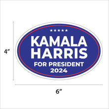 Load image into Gallery viewer, Kamala Harris for President 4" x 6" Blue Oval Shaped Presidential Campaign Car Magnet