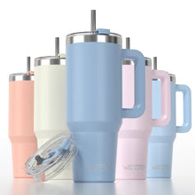 Load image into Gallery viewer, WATERSY 40 oz Tumbler with Handle,Tumbler with Lid and Straw,Double Wall Insulated Cup Stainless Steel Travel Mug(Cold for 34 Hours),Water Bottle for Iced Tea,Coffee,Cold Beverages(Smog Blue)