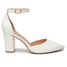 Load image into Gallery viewer, Trary White Heels for Women, Wedding Shoes for Bride, Dress Shoes for Women, White Heels Closed Toe, Block Heel for Women, Pumps for Women, Wedding Heels, Closed Toe Heels, Short Heels
