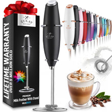 Load image into Gallery viewer, Zulay Kitchen Powerful Milk Frother Wand - Ultra Fast Handheld Drink Mixer - Electric Whisk Foam Maker for Coffee, Lattes, Cappuccino, Frappe, Matcha, Hot Chocolate & Coffee Creamer - Milk Boss Black
