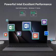 Load image into Gallery viewer, ApoloMedia Laptop, 12GB RAM, 512GB SSD Endless Power laptop computer, Expandable to 1TB, with 15.6-inch FHD(1920 x 1080) FHD IPS, Intel N5095 (Up to 2.8GHz), BT 4.2, WiFi
