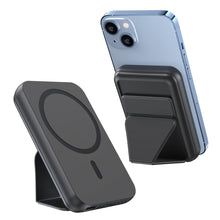 Load image into Gallery viewer, QiSa Portable Charger, PD 30W Fast Charger Foldable Wireless Power Bank with USB-C Port, Mag-Safe Battery Pack Only for iPhone 15/14/13/12 Series (Black)