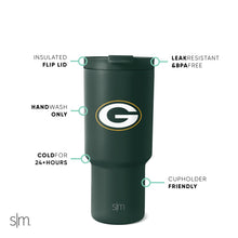 Load image into Gallery viewer, Simple Modern Officially Licensed NFL Green Bay Packers 30 oz Tumbler with Flip Lid and Straws | Insulated Cup Stainless Steel | Gifts for Men Women | Trek Collection | Green Bay Packers
